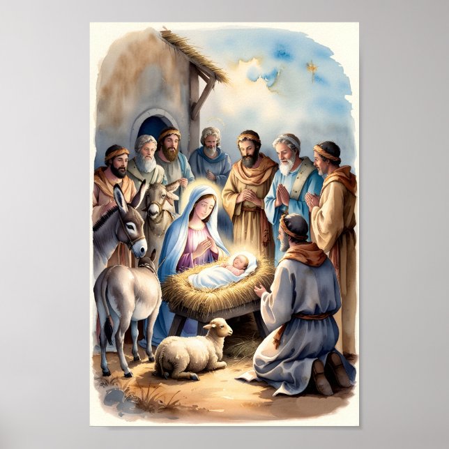 A Impressão da Gentil Natividade Christian Wall Ar (Frente)