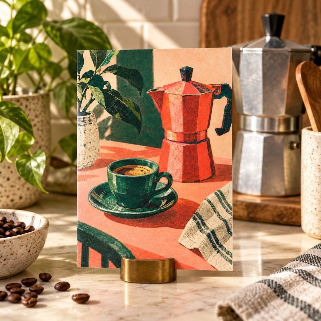 A Impressão de Arte Espresso Verde (4 x 6 inch unframed semi-gloss print. Flat printed artwork. Styled scene; props not included.)