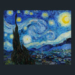 A Impressão de Arte Starry Night Van Gogh<br><div class="desc">Esta pintura icônica de 1889 de Vincent van Gogh mostra uma cena baseada na vista do seu quarto no asilo em que ele estava hospedado. Ele usa pigmentos azuis ricos, e pigmento amarelo indiano bastante raro. Surpreendentemente, parece que ele não gostava particularmente disso. Certifique-se de que você seleciona o tipo...</div>