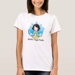 A ioga Farts o t-shirt básico das mulheres, branc