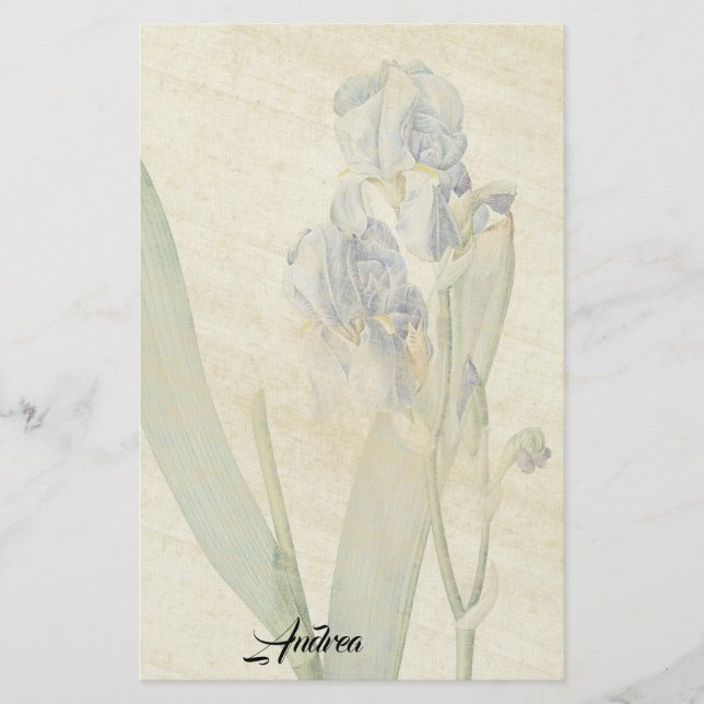 A íris de Redoute floresce os artigos de papelaria (Frente)