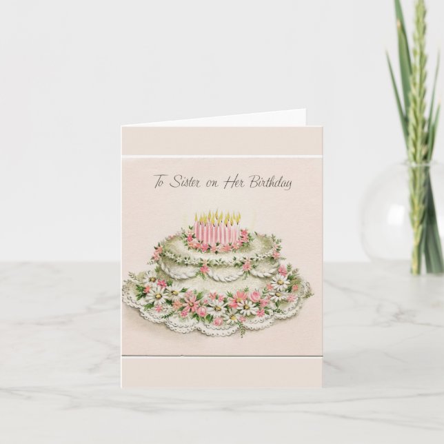 À irmã em seu cartão de nota do aniversário (Frente)