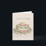 À irmã em seu cartão de nota do aniversário<br><div class="desc">Um bolo bonito,  de aniversário decorado com as flores brancas e cor-de-rosa e velas iluminadas,  cor-de-rosa do aniversário. Cumprimento: À irmã em seu aniversário. Imagem de um cartão do aniversário do vintage em um fundo (mindinho-alaranjado) rosa pálido feito sob encomenda.</div>