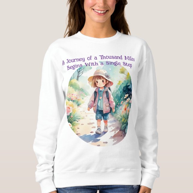 A Journey of a Thousand Miles Quote Cute T-Shirt (Frente)
