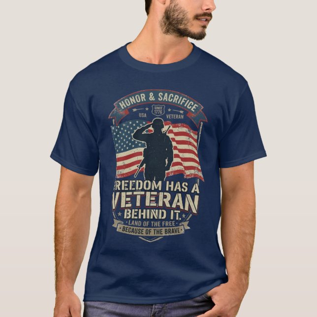 A Liberdade Tem um Veterano por Trás Camisa Patrió (Frente)