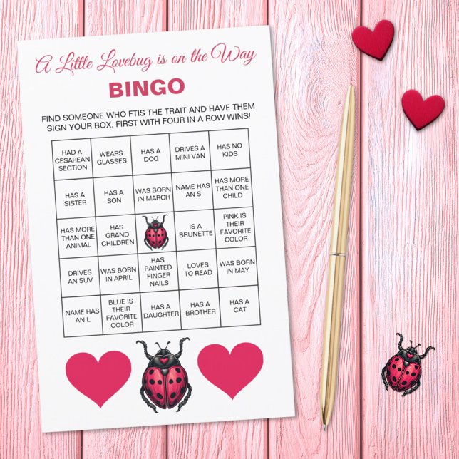 A Little Love Bug Is On The Way Baby Shower Bingo  (Criador carregado)