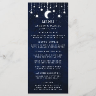A lua celestial do casamento Stars o menu das