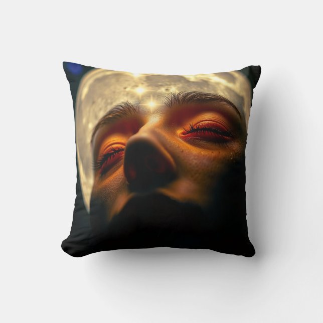 A Lua Sonhadora — Almofada de Arremesso Celestial (Frente)