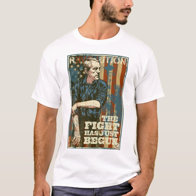 A luta de Ron Paul apenas começou o t-shirt (Frente)