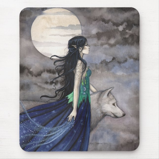À luz do Wolf Gothic Fantasy Mousepad (Frente)
