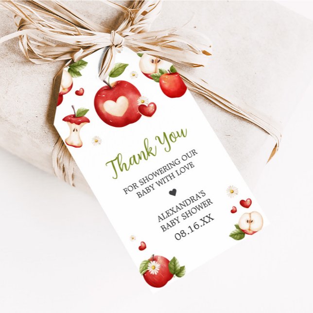 A Maçã de nossas Etiquetas Favoráveis ao Chá de fr (Apple of Our Eye Baby Shower Favor Tags)