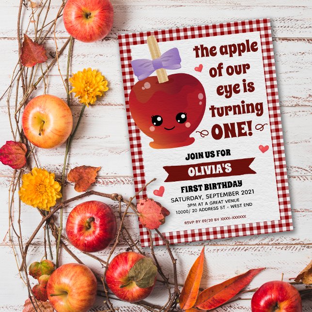 A Maçã do Convite de Aniversário da Nossa Garota O (Announcing our "in-cider" scoop!  A delightful and "a-peeling" apple birthday invitation. )