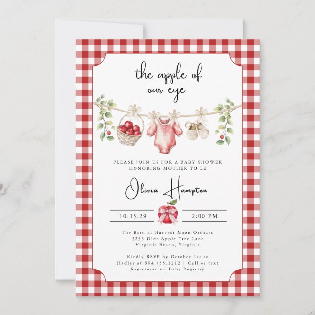 A Maçã do Convite para Chás de fraldas (Frente)