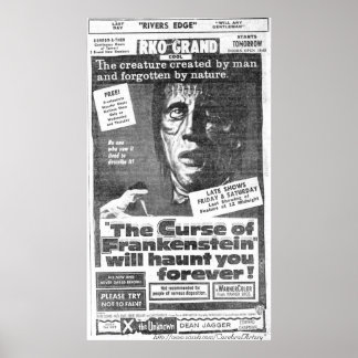"A Maldição de Frankenstein" (1957) Ad - Poster