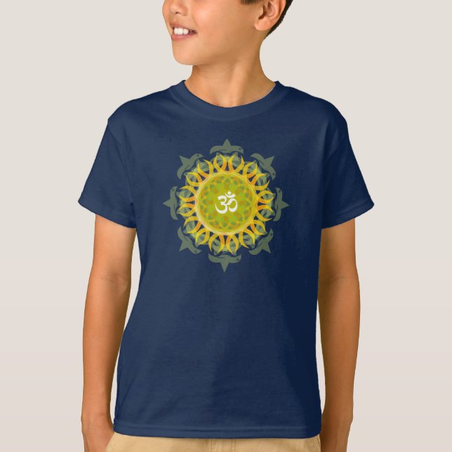 A mandala do OM caçoa o t-shirt escuro (Frente)