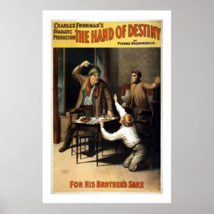 A mão do poster do teatro do vintage do destino