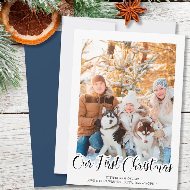 A Mão Letrou Nossa Primeira Foto Vertical De Natal (Criador carregado)