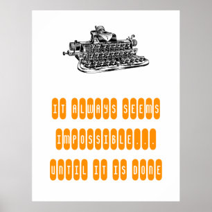 A máquina de escrever retro do poster inspirador