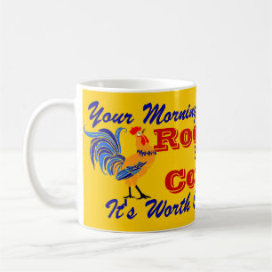 A marca do galo do anúncio do café da caneca do