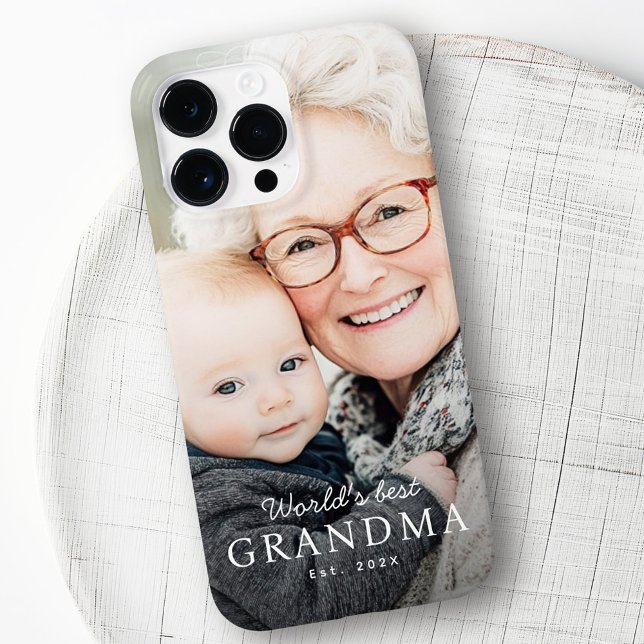 A melhor avó do mundo, a melhor foto do ano passad (World's best grandma grandmother est year photo Case-Mate iPhone case)