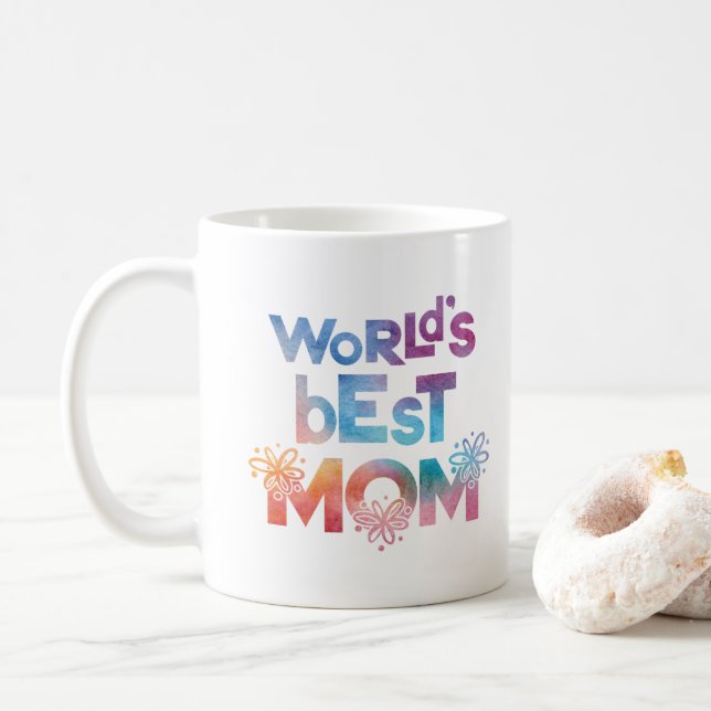 A melhor mãe do mundo, caneca Design de café color (Com Donut)