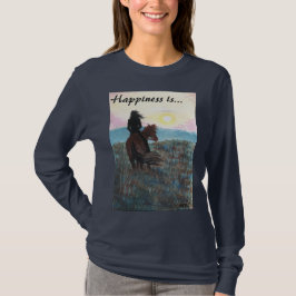 A menina e o cavalo "felicidade são" t-shirt das