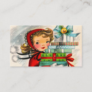 A menina retro do natal vintage adiciona o cartão