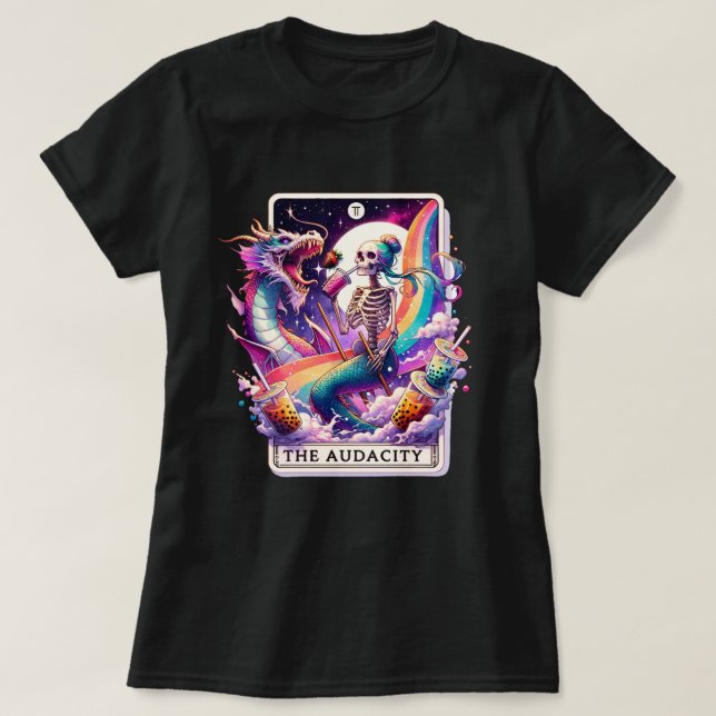A Mermaid Skeleton Tarot Card T-Shirt (Frente do Design)