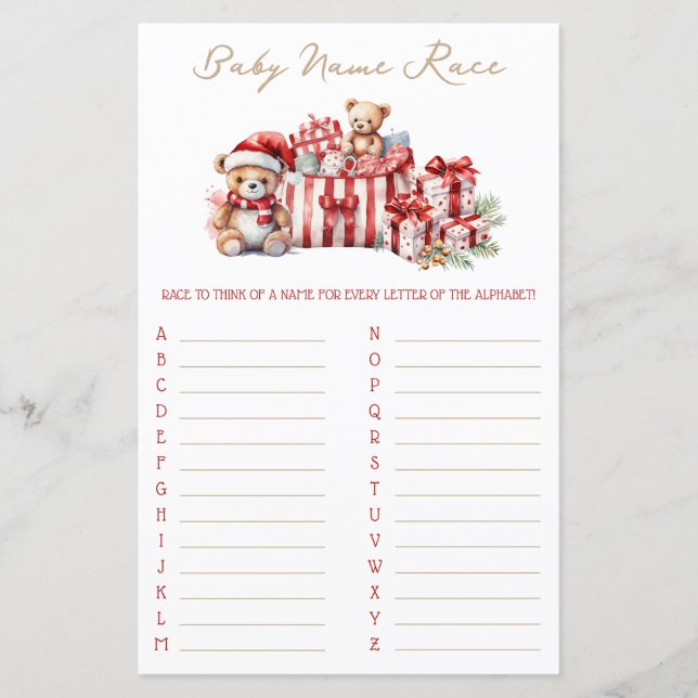 A Merry Little Baby Shower Baby Name Race Game (Frente)
