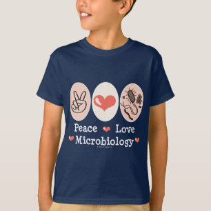 A microbiologia do amor da paz caçoa a camisa de 