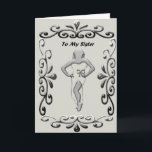 A minha irmã - cartão<br><div class="desc">Um cartão elegante apropriado para aniversários ou outras ocasiões especiais.  O cartão pode ser personalizado.</div>