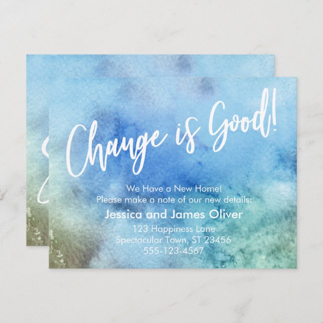 A mudança é boa! Anúncio de cor verde azul da água (Frente/Verso)