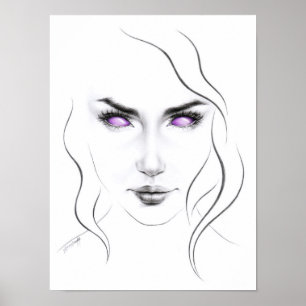 A mulher com violeta eyes a linha mínima poster d
