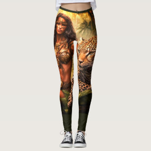 A Mulher na Selva em Leggings Personalizadas Moder