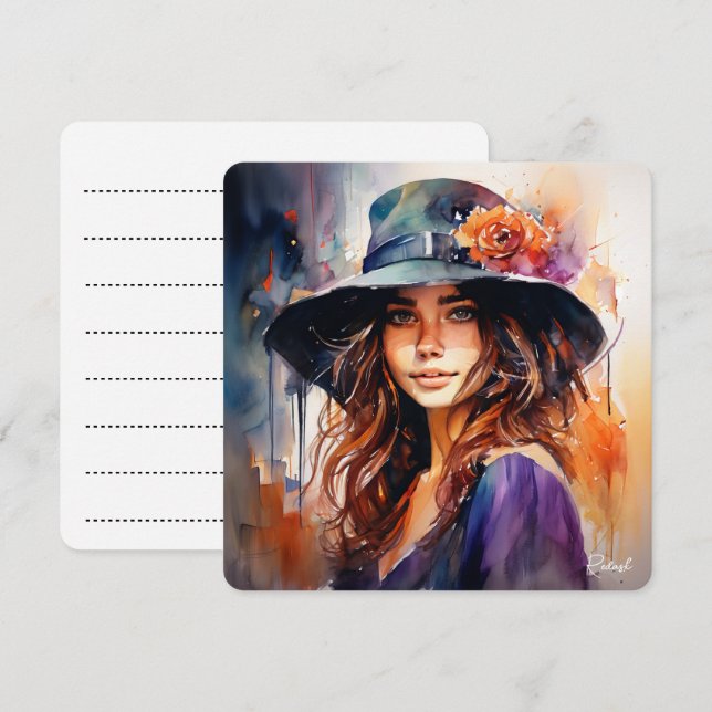 A Mulher no Chapéu: Retrato da Graça Vibrante (Frente/Verso)