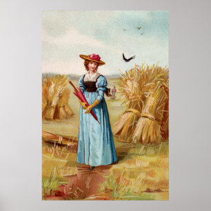 A mulher no Poster de campo de trigo