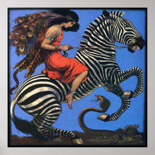 A mulher selvagem monta o poster da zebra