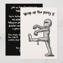 A múmia divertida do Halloween ☜ Cartão de convite