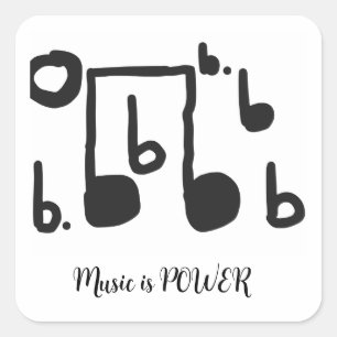A música é o autocolante preto e branco