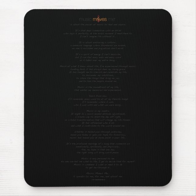 A música move o manifesto Mousepad de Me™ (Frente)