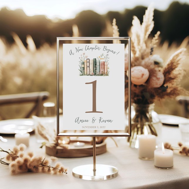A New Chapter Begins! Wedding Table Number Signs (Criador carregado)