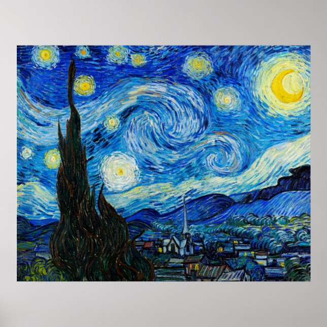 A Noite Estrelada de Vincent Van Gogh Poster (Frente)
