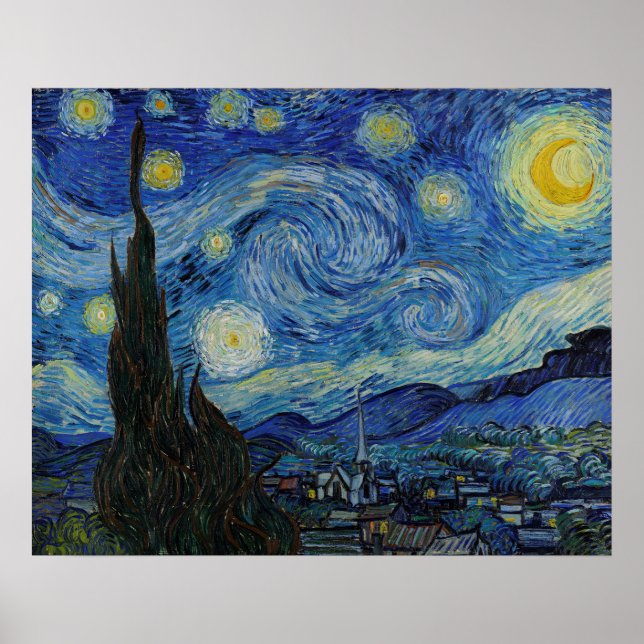 A Noite Estrelada de Vincent van Gogh Poster (Frente)
