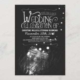 A noite romântica ilumina o convite de casamento