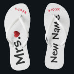 A nova Sra... Chinelos personalizados<br><div class="desc">Esses chinelos podem ser alterados para qualquer cor de fundo oferecida pelo Zazzle. Você personaliza essas chinelos com seu novo nome "Sra. ... " e uma data especial de quando se encontrou ou data de casamento. Veja as muitas designs que temos em nossa loja.</div>