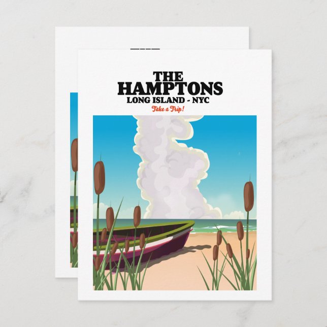 A NYC de Hamptons Long Island, poster de viagens. (Frente/Verso)