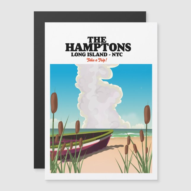 A NYC de Hamptons Long Island, poster de viagens. (Frente/Verso)
