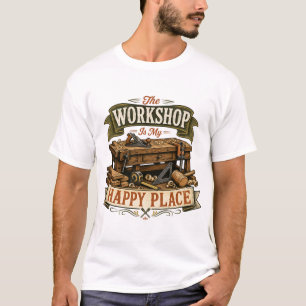 A Oficina É Meu Lugar Feliz Camiseta de Marcenaria
