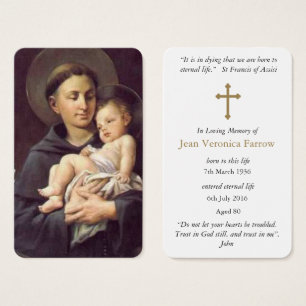 A oração carda St Anthony & bebê Jesus