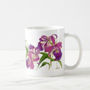 A orquídea do vintage floresce a caneca